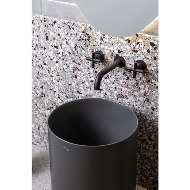 BagnoDesign Ibiza Matt Black Wall Mounted 3-Hole Basin Mixer 1 BagnoDesign Ibiza Matt Black Wall Mounted 3-Hole Basin Mixer