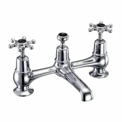 Burlington Birkenhead Black Bridge Basin Mixer With Plug & Chain Waste