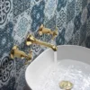 Crosswater Belgravia Unlacquered Brass Crosshead Wall Mounted 3 Hole Set Basin Mixer
