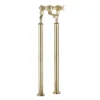 Crosswater Belgravia Unlacquered Brass Crosshead Floor Mounted Freestanding Bath Filler