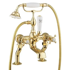 Crosswater Belgravia Unlacquered Brass Crosshead Bath Shower Mixer With Kit