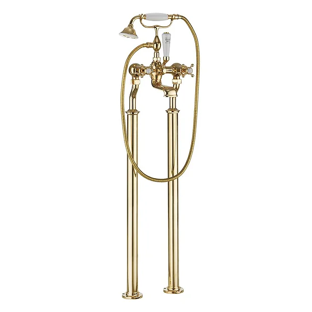 Crosswater Belgravia Unlacquered Brass Crosshead Floor Mounted Freestanding Bath Shower Mixer 1 Crosswater Belgravia Unlacquered Brass Crosshead Floor Mounted Freestanding Bath Shower Mixer