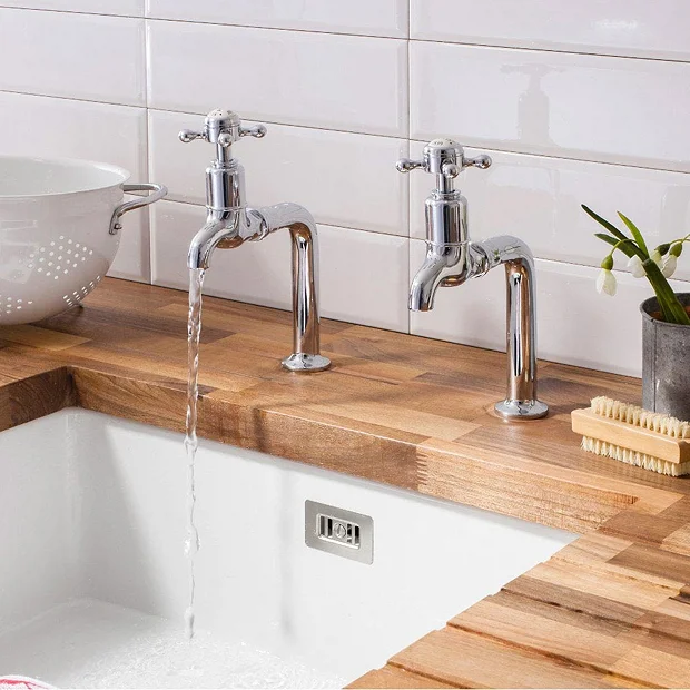 Crosswater - Cucina Belgravia Crosshead Pair Of Bib Taps - Chrome 1 Crosswater - Cucina Belgravia Crosshead Pair Of Bib Taps - Chrome