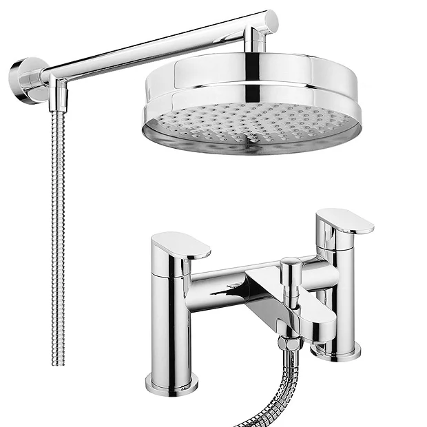 Bosa Modern Bath Shower Mixer Incl. Overhead Rainfall Shower Head 2 Bosa Modern Bath Shower Mixer Incl. Overhead Rainfall Shower Head - Image 2