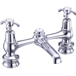 Burlington Anglesey Regent - Chrome 2 Tap Hole Bridge Basin Mixer With Plug & Chain -Faucet Shop buranr12verylargealt