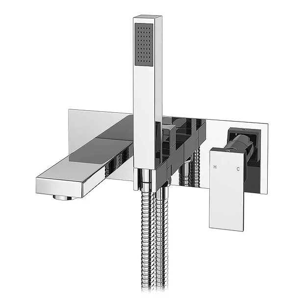 Cast Wall Mounted Bath Shower Mixer Tap + Shower Kit 2 Cast Wall Mounted Bath Shower Mixer Tap + Shower Kit - Image 2