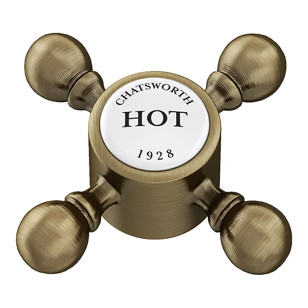 Chatsworth 1928 Antique Brass Crosshead Bath Shower Mixer Tap With Shower Kit 5 Chatsworth 1928 Antique Brass Crosshead Bath Shower Mixer Tap With Shower Kit - Image 5