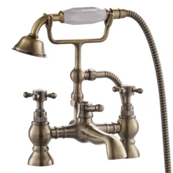 Chatsworth 1928 Antique Brass Crosshead Freestanding Bath Shower Mixer Tap -Faucet Shop chbsmbrafsd1