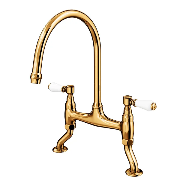 Chatsworth Antique Gold Traditional Bridge Lever Kitchen Sink Mixer 3 Chatsworth Antique Gold Traditional Bridge Lever Kitchen Sink Mixer - Image 3