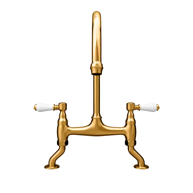 Chatsworth Antique Gold Traditional Bridge Lever Kitchen Sink Mixer 5 Chatsworth Antique Gold Traditional Bridge Lever Kitchen Sink Mixer - Image 5