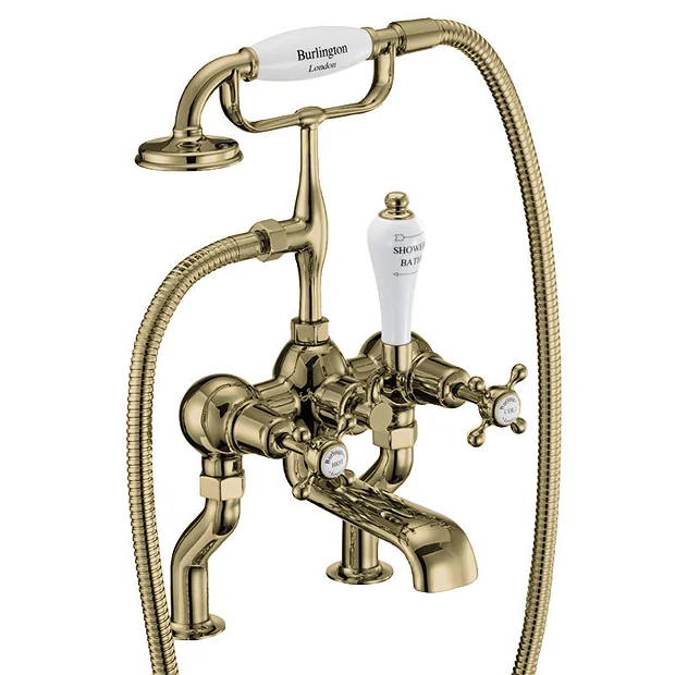 Burlington Gold Claremont Deck Mounted Bath Shower Mixer 2 Burlington Gold Claremont Deck Mounted Bath Shower Mixer - Image 2