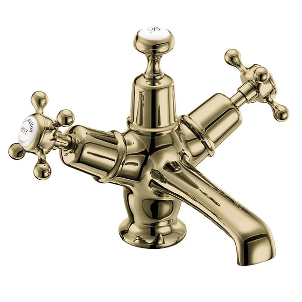 Burlington Gold Claremont Basin Mixer With Click-Clack Waste 2 Burlington Gold Claremont Basin Mixer With Click-Clack Waste - Image 2
