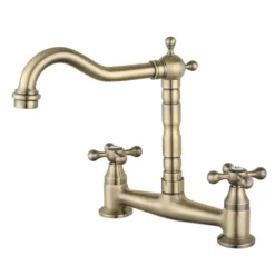 Britannia Classic Bridge Sink Mixer - Brushed Brass -Faucet Shop clbm4 n d1