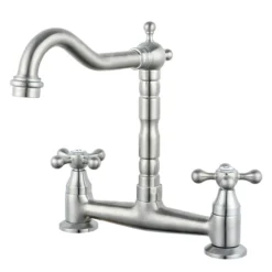 Britannia Classic Bridge Sink Mixer - Brushed Nickel 5 Britannia Classic Bridge Sink Mixer - Brushed Nickel -Faucet Shop clbm5 d1