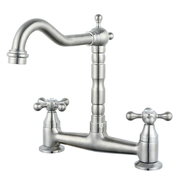 Britannia Classic Bridge Sink Mixer - Brushed Nickel 3 Britannia Classic Bridge Sink Mixer - Brushed Nickel - Image 3