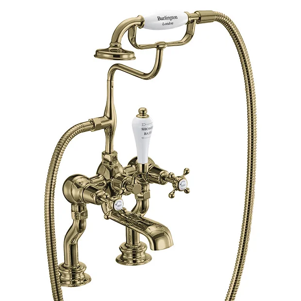 Burlington Gold Claremont Regent Deck Mounted Bath Shower Mixer 1 Burlington Gold Claremont Regent Deck Mounted Bath Shower Mixer