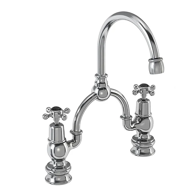 Burlington Claremont Regent Black 2TH Bridge Curved Spout Basin Mixer (230mm Centers) 1 Burlington Claremont Regent Black 2TH Bridge Curved Spout Basin Mixer (230mm Centers)