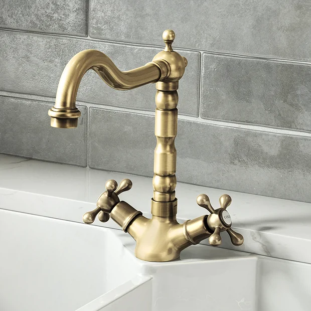 Britannia Classic Mono Sink Mixer - Brushed Brass 2 Britannia Classic Mono Sink Mixer - Brushed Brass - Image 2