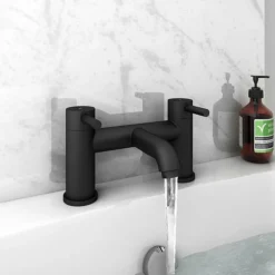 Arezzo Round Matt Black Bath Filler Tap 8 Arezzo Round Matt Black Bath Filler Tap -Faucet Shop cru10blk d1