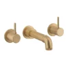 Crosswater MPRO Industrial Lever Wall Mounted Bath Spout And Stop Taps - Unlacquered Brushed Brass