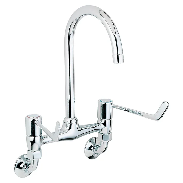Deva 6" Wall Mounted Lever Bridge Sink Mixer 1 Deva 6" Wall Mounted Lever Bridge Sink Mixer