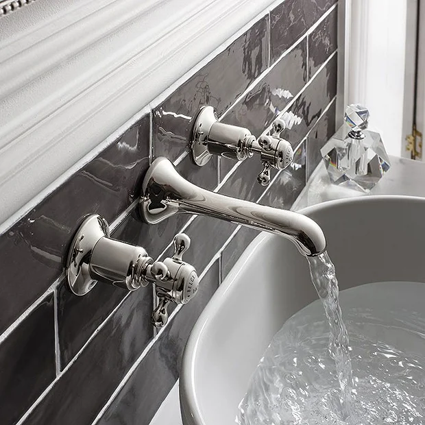 Crosswater - Belgravia Crosshead Wall Mounted 3 Hole Set Basin Mixer - Nickel 1 Crosswater - Belgravia Crosshead Wall Mounted 3 Hole Set Basin Mixer - Nickel