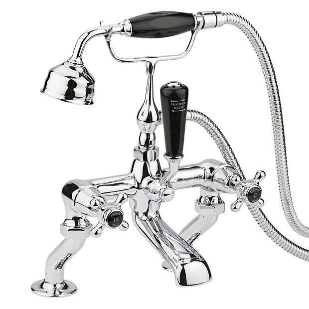 Hudson Reed Topaz Black Deck Mounted Bath Shower Mixer Tap + Shower Kit 2 Hudson Reed Topaz Black Deck Mounted Bath Shower Mixer Tap + Shower Kit - Image 2