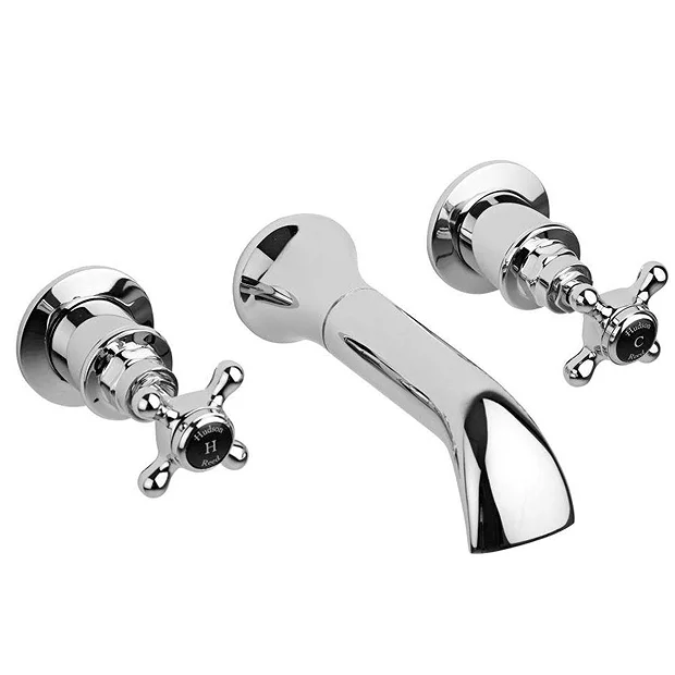 Hudson Reed Topaz Black Wall Mounted Bath Spout And Stop Taps - Chrome 1 Hudson Reed Topaz Black Wall Mounted Bath Spout And Stop Taps - Chrome