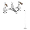 Burlington Kensington Walnut 2TH Bridge Basin Mixer With Plug & Chain