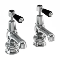 Burlington Kensington Regent Black Basin Taps 3"