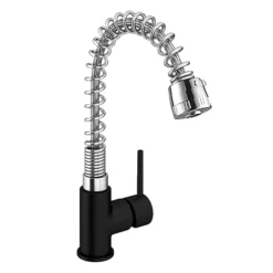 Cabana Single Lever Flexible Monobloc Kitchen Sink Tap - Chrome/Black