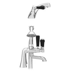 Lancaster Black Traditional Tap Package (Bath + Basin Tap) -Faucet Shop lancbpk n d2
