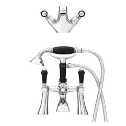 Lancaster Black Traditional Tap Package (Bath + Basin Tap) -Faucet Shop lancbpk n d3