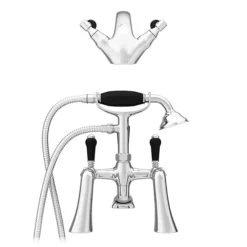 Lancaster Black Traditional Tap Package (Bath + Basin Tap) -Faucet Shop lancbpk n d4