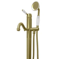 Lancaster Traditional Brushed Brass Single Lever Freestanding Bath Shower Mixer -Faucet Shop lbb8fsd1