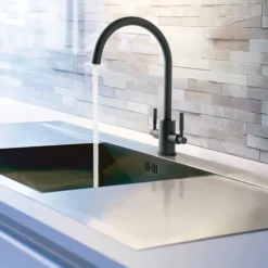 JTP Newbury Matt Black Dual Lever Kitchen Sink Mixer