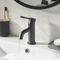 Bristan Mila Black Mono Basin Mixer With Clicker Waste -Faucet Shop mibasblk d2