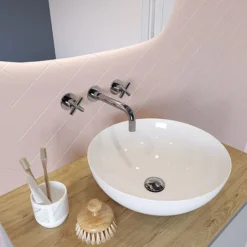 Crosswater MPRO Crosshead Chrome Wall Mounted 3 Hole Set Basin Mixer