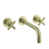 Crosswater MPRO Crosshead Brushed Brass Wall Mounted 3 Hole Set Basin Mixer