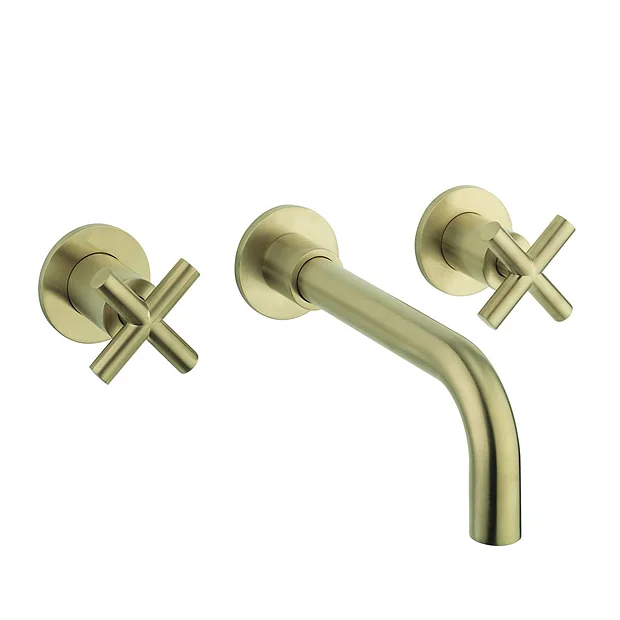 Crosswater MPRO Crosshead Brushed Brass Wall Mounted 3 Hole Set Basin Mixer 1 Crosswater MPRO Crosshead Brushed Brass Wall Mounted 3 Hole Set Basin Mixer