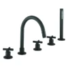 Crosswater MPRO Crosshead Matt Black 5 Hole Set Bath Shower Mixer