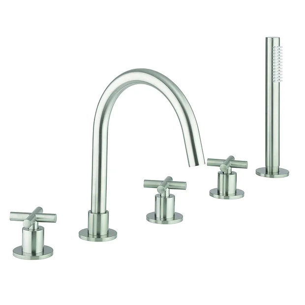 Crosswater MPRO Crosshead Brushed Stainless Steel 5 Hole Set Bath Shower Mixer 1 Crosswater MPRO Crosshead Brushed Stainless Steel 5 Hole Set Bath Shower Mixer