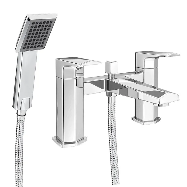 Venice Modern Geometric Bath Shower Mixer Tap + Shower Kit 2 Venice Modern Geometric Bath Shower Mixer Tap + Shower Kit - Image 2