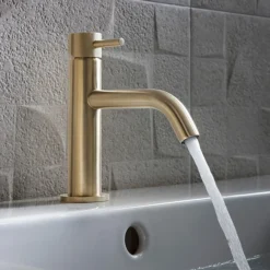 Crosswater MPRO Monobloc Basin Mixer With Knurled Detailing - Brushed Brass
