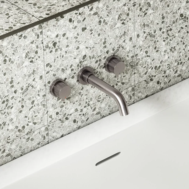 Arezzo Round Gunmetal Grey Wall Mounted (3TH) Bath Filler Tap 4 Arezzo Round Gunmetal Grey Wall Mounted (3TH) Bath Filler Tap - Image 4