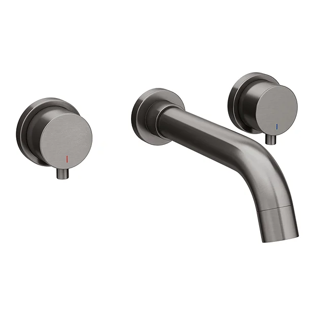 Arezzo Round Gunmetal Grey Wall Mounted (3TH) Bath Filler Tap 2 Arezzo Round Gunmetal Grey Wall Mounted (3TH) Bath Filler Tap - Image 2