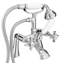 Regent Traditional Bath Shower Mixer Tap With Adjustable Shrouds For Roll Top Baths -Faucet Shop reg002stpws01 nd1