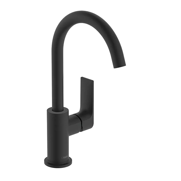 Hansgrohe Rebris E Single Lever Basin Mixer 210 With Swivel Spout And Pop Up Waste - Matt Black 2 Hansgrohe Rebris E Single Lever Basin Mixer 210 With Swivel Spout And Pop Up Waste - Matt Black - Image 2