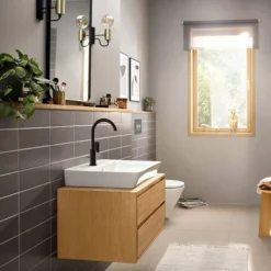 Hansgrohe Rebris E Single Lever Basin Mixer 210 With Swivel Spout And Pop Up Waste - Matt Black 5 Hansgrohe Rebris E Single Lever Basin Mixer 210 With Swivel Spout And Pop Up Waste - Matt Black -Faucet Shop squarelever l2