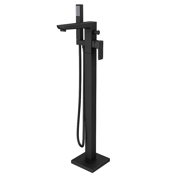 Toreno Modern Matt Black Floor Mounted Free-standing Bath Shower Mixer 2 Toreno Modern Matt Black Floor Mounted Free-standing Bath Shower Mixer - Image 2
